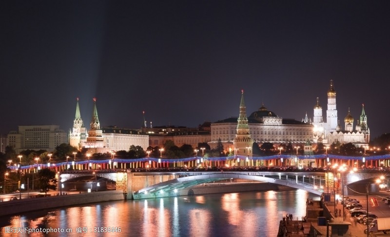 欧洲旅游拱桥美景高清欧洲建筑夜景风景画