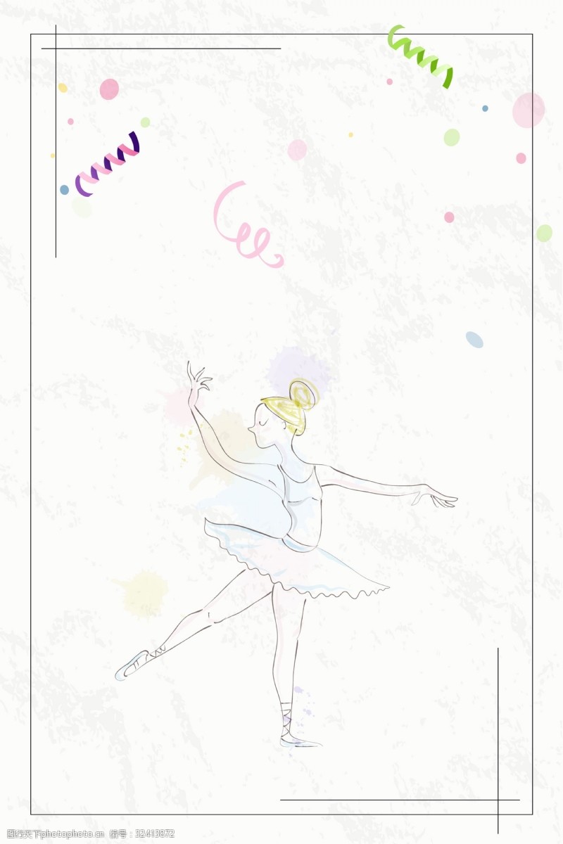 矢量手绘简约女性芭蕾舞海报背景