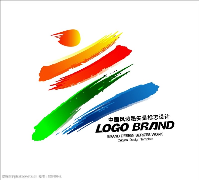 公司运动会矢量中国风红蓝黄绿运动会标志LOGO设计