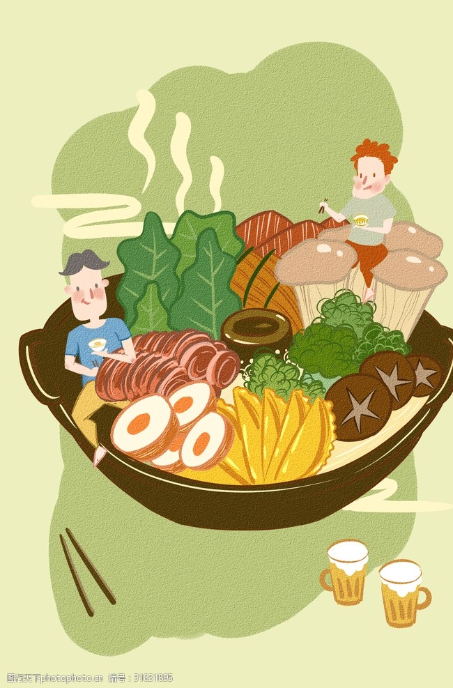 砂锅加盟手绘美食插画