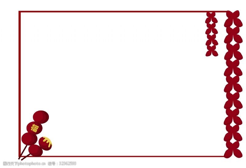 冰糖葫芦深红色新年边框插画