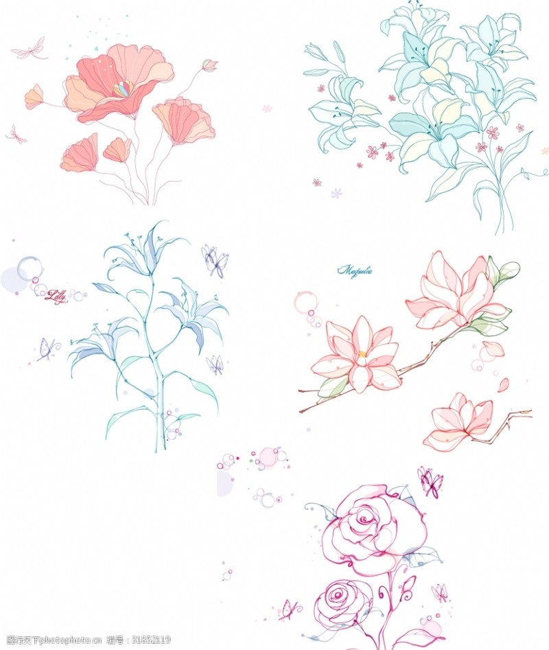 复合材料手绘花卉