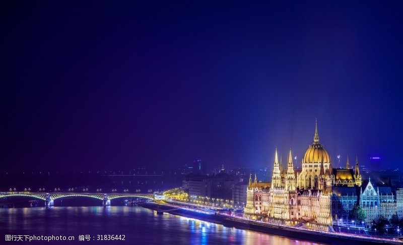 欧洲旅游夜景欧洲建筑桥梁高清风景画