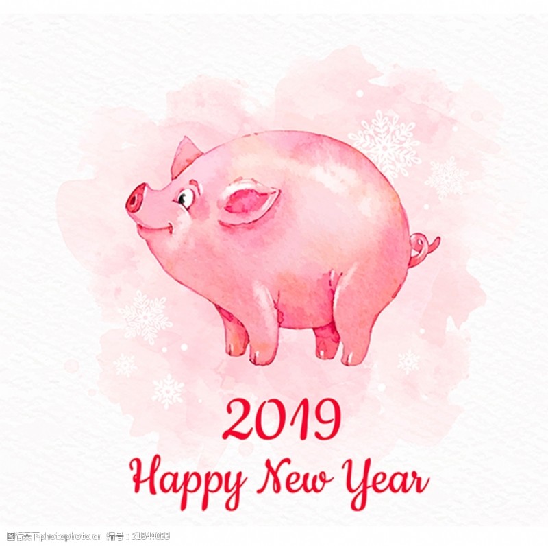 福狗迎春粉色猪猪卡通可爱小猪手绘猪