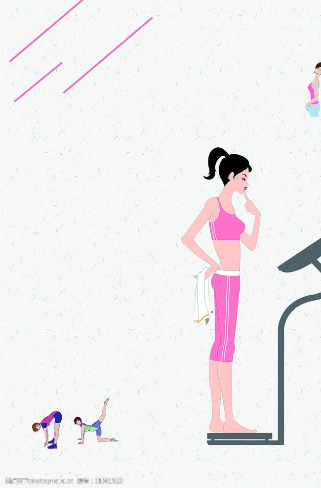 瑜伽宣传画健身卡通背景