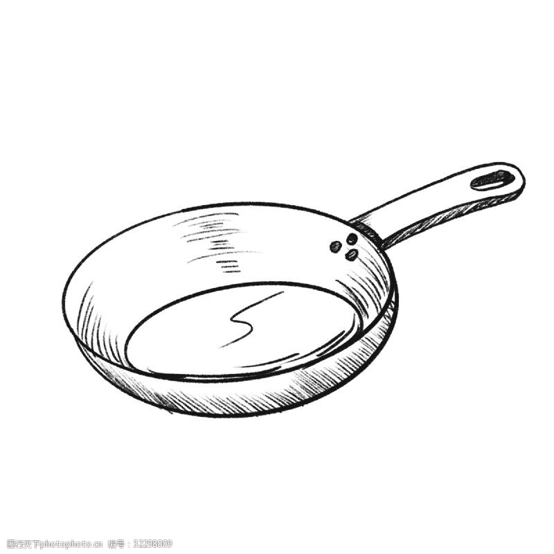 卡通厨房用具简约手绘卡通中式炒锅平底锅不粘锅