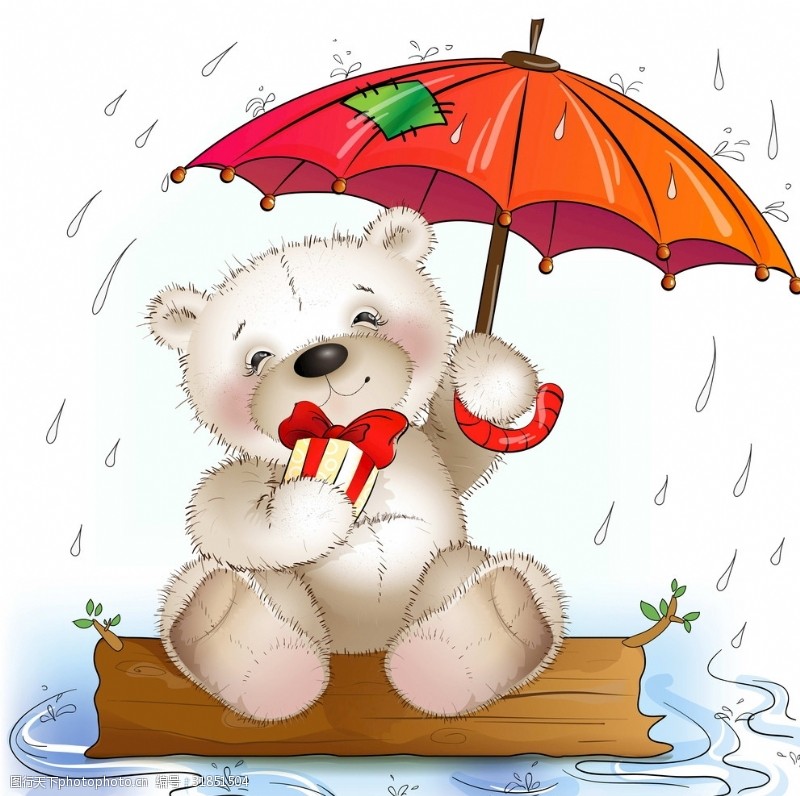 卡通雨伞小熊