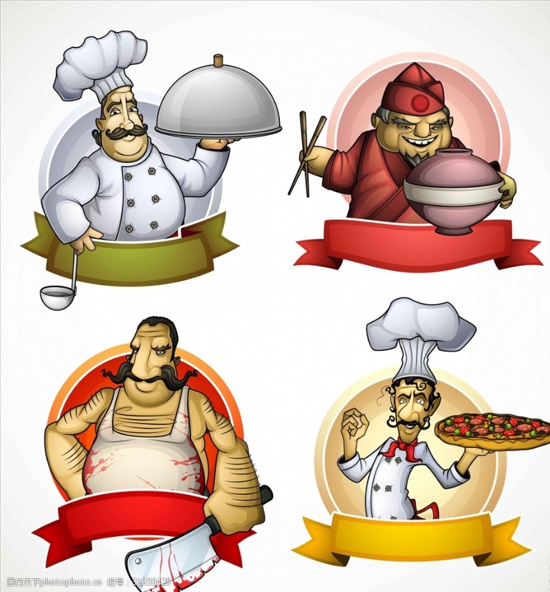 厨师卡通人物矢量厨师