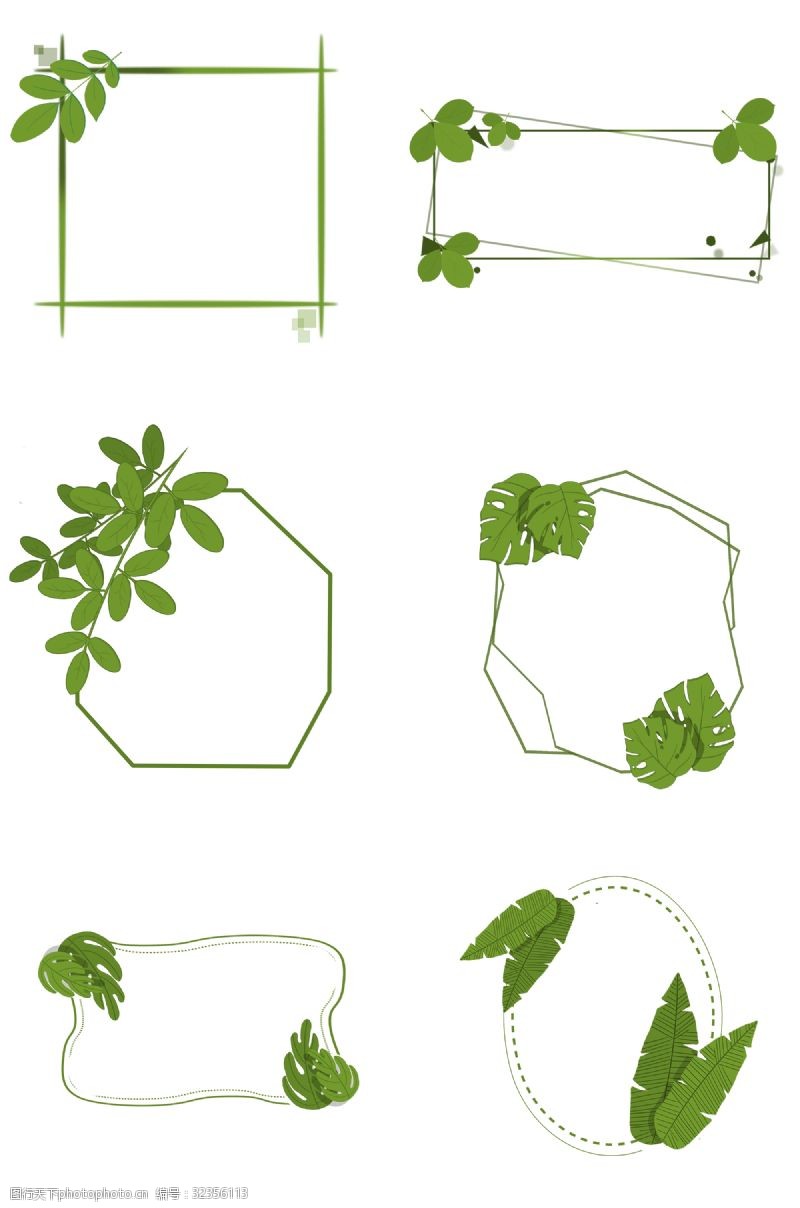 植被图案手绘美丽绿色草图