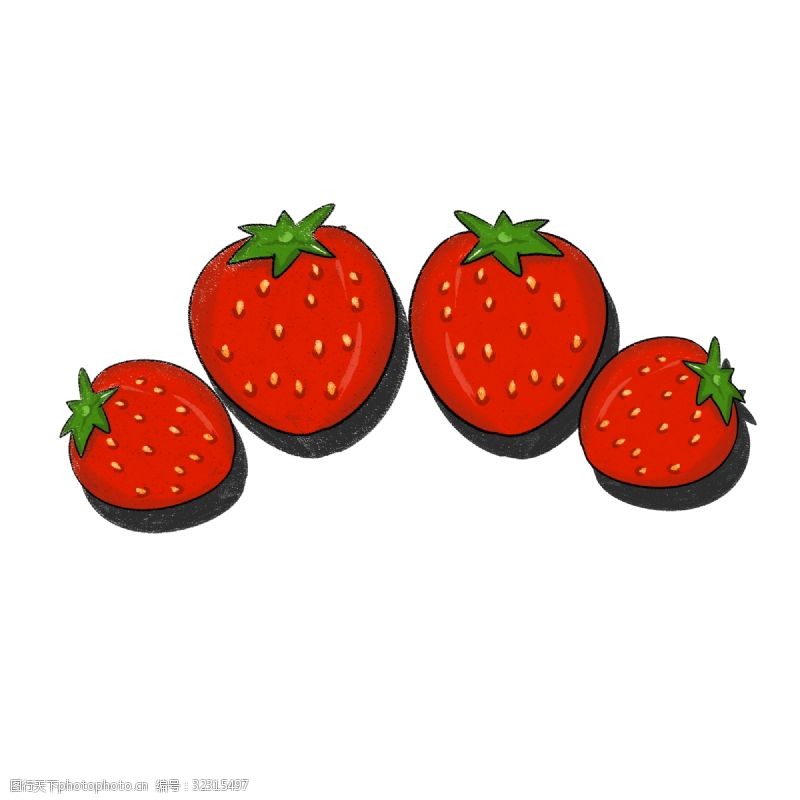 两只手手绘水果草莓系列四只