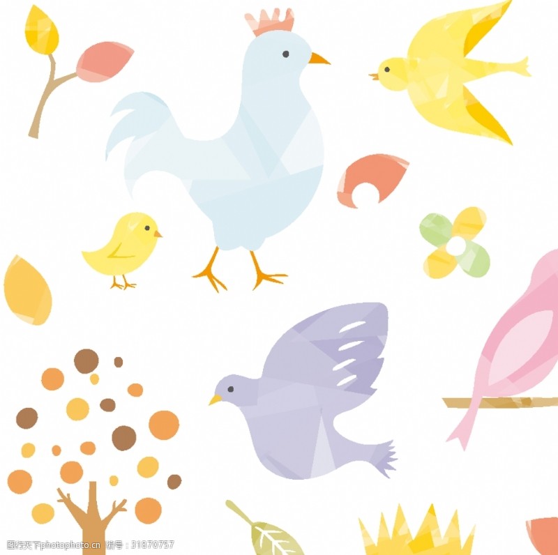 木人可爱卡通小鸟动物AI文件