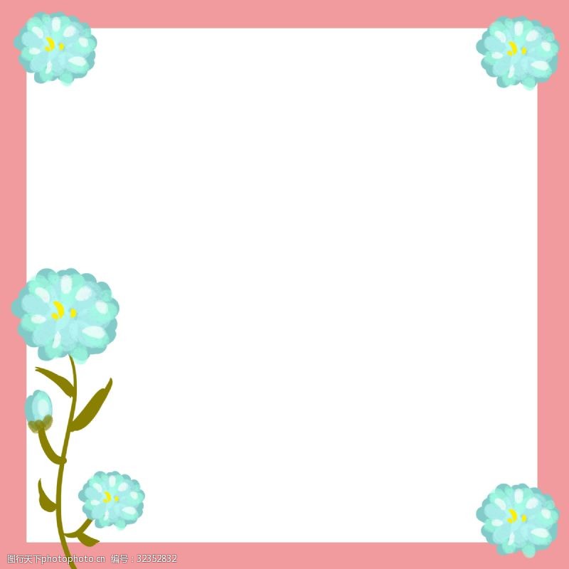 独特的春季花朵粉色边框