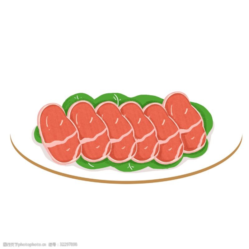 肥猪卡通火锅肉类食物矢量素材