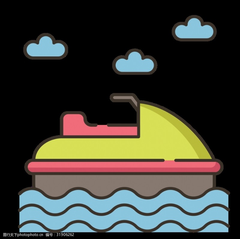 赛艇旅行主题彩色图标