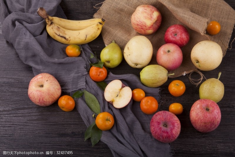 苹果4实物图摄影图各种新鲜水果香蕉等4