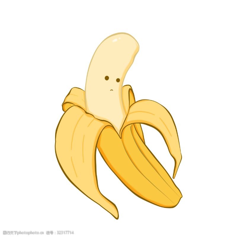 两只手风格手绘水果香蕉