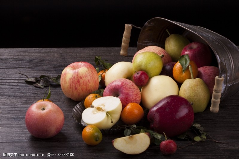 苹果4新鲜水果雪梨苹果桔子等实物图摄影图4