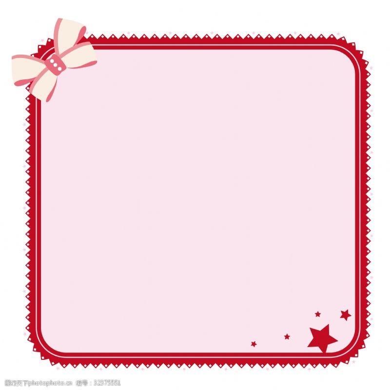 粉红丝带女星大红色喜庆可爱蕾丝花边蝴蝶结矢量免抠边框素材