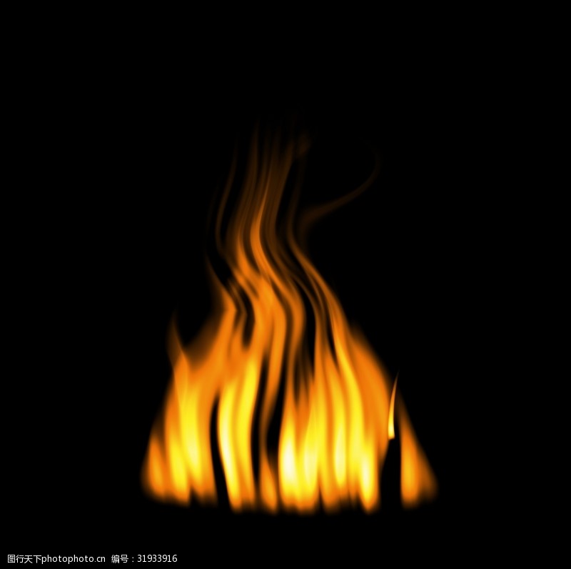 木柴烧火燃烧的火焰