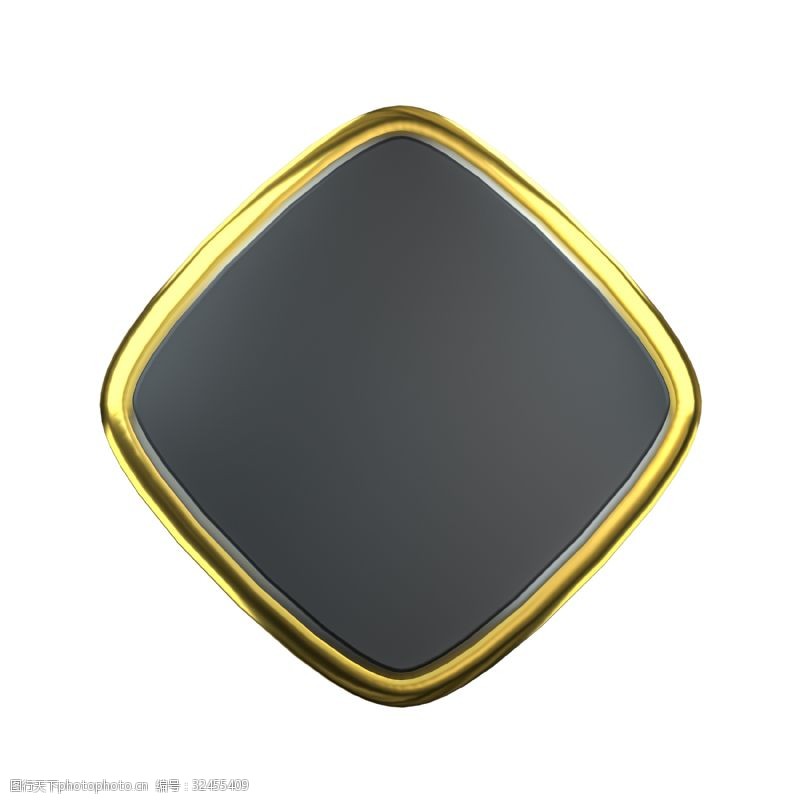 3d角色C4D黑金立体圆角菱形标题框