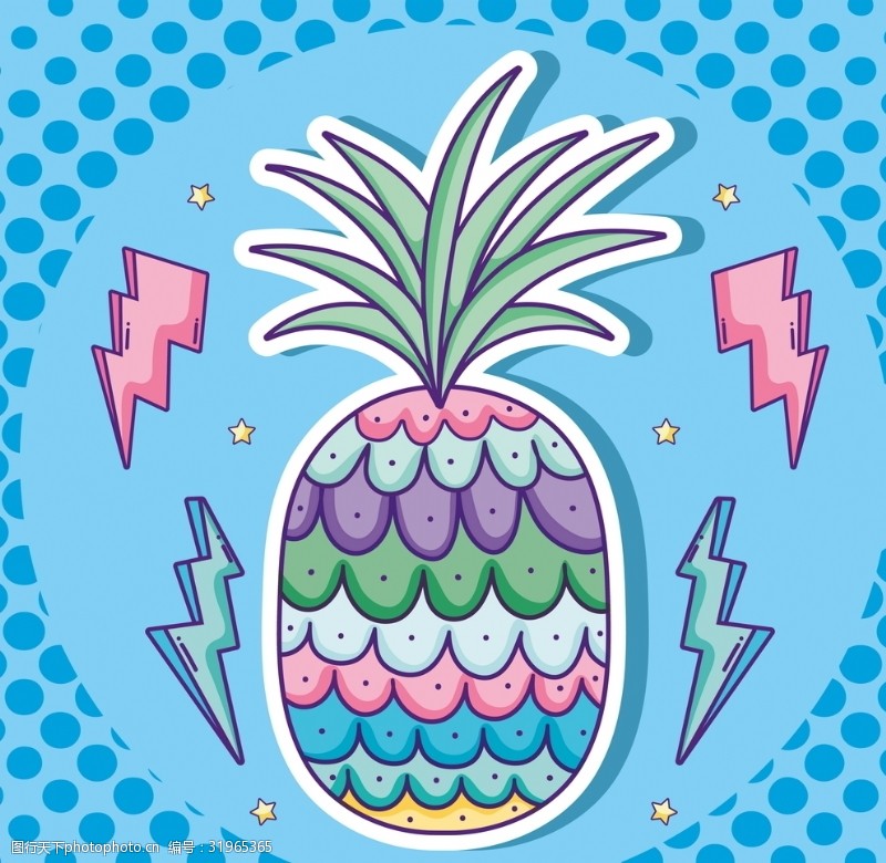 韩国卡通水果手绘菠萝