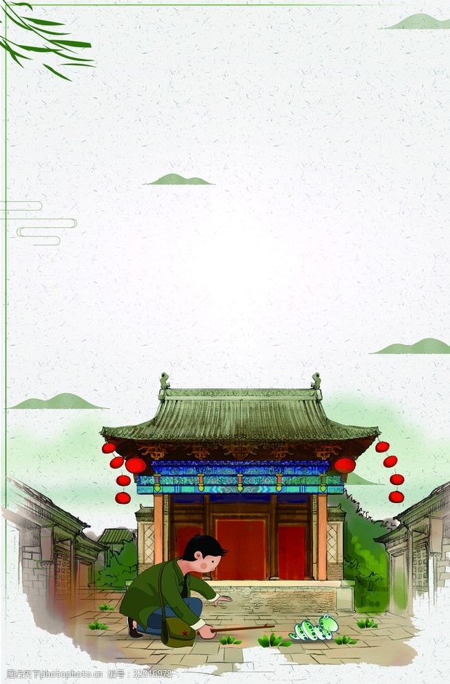 二十四节气惊蛰中国风海报背景素
