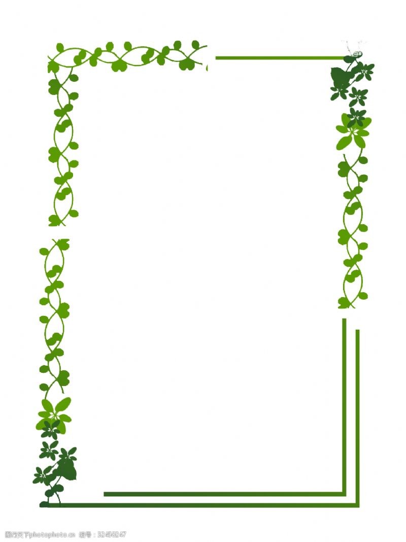 彩绘绿色树叶绿色植物树叶手绘边框