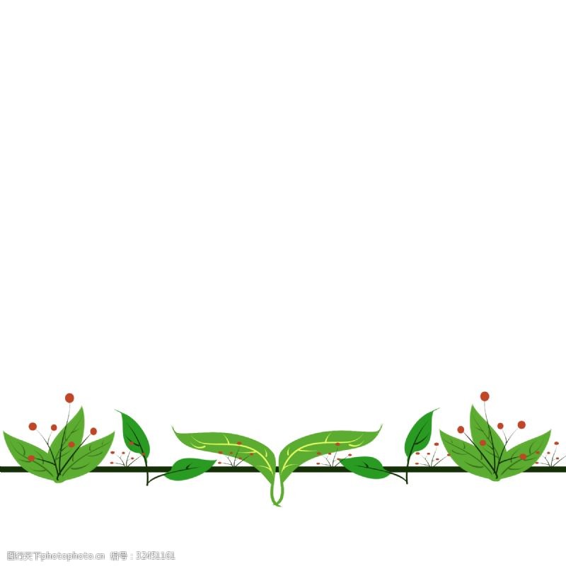 简易绿色植物绿叶植物分割线插画
