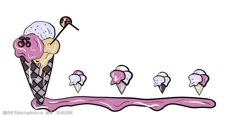 可爱分割线甜美冰激凌装饰插画