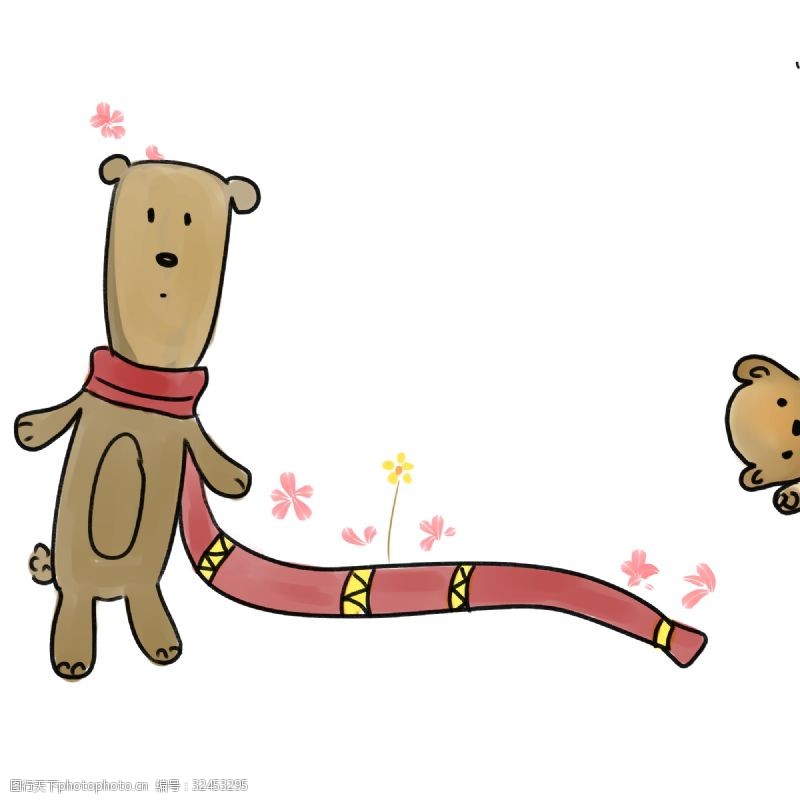 可爱分割线小熊围巾分割线插画