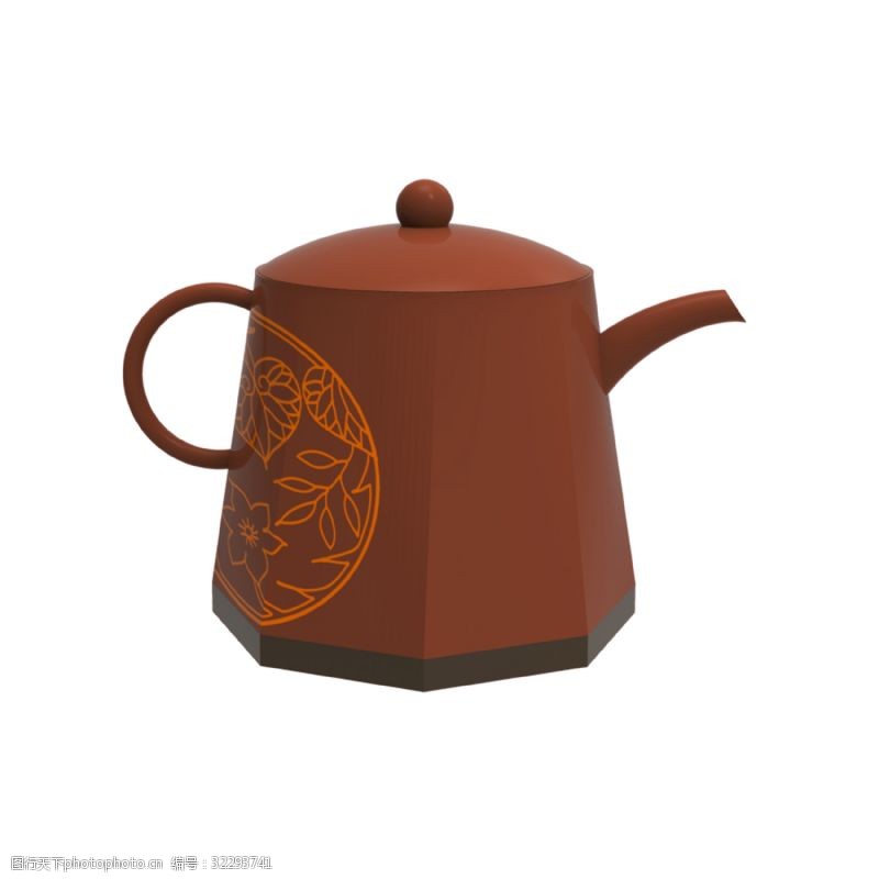 红茶砖红色茶壶免抠素材