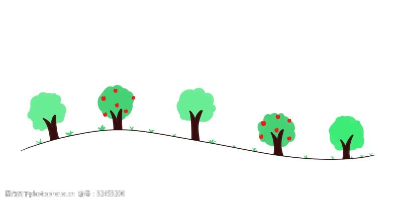 可爱分割线植物大树分割线插画