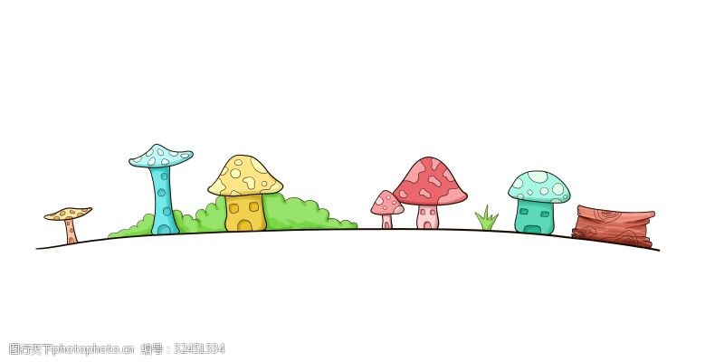 蘑菇小屋蘑菇小镇分割线插画
