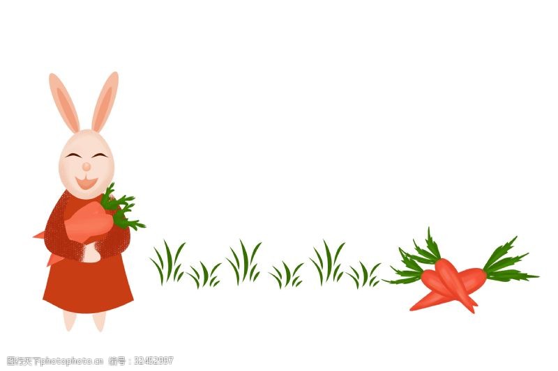 可爱分割线兔子萝卜分割线插画