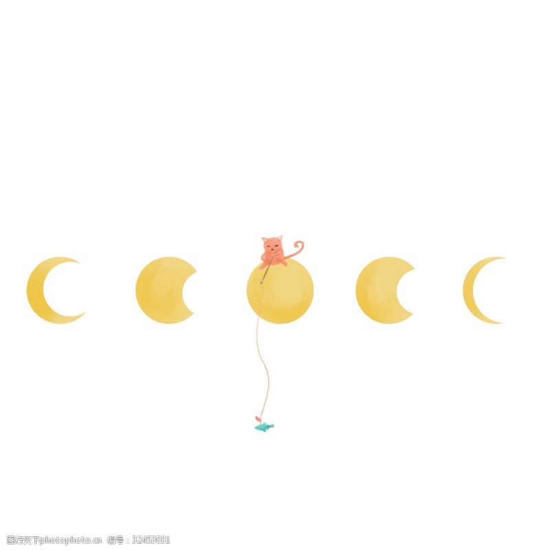 小猫月亮分割线插画