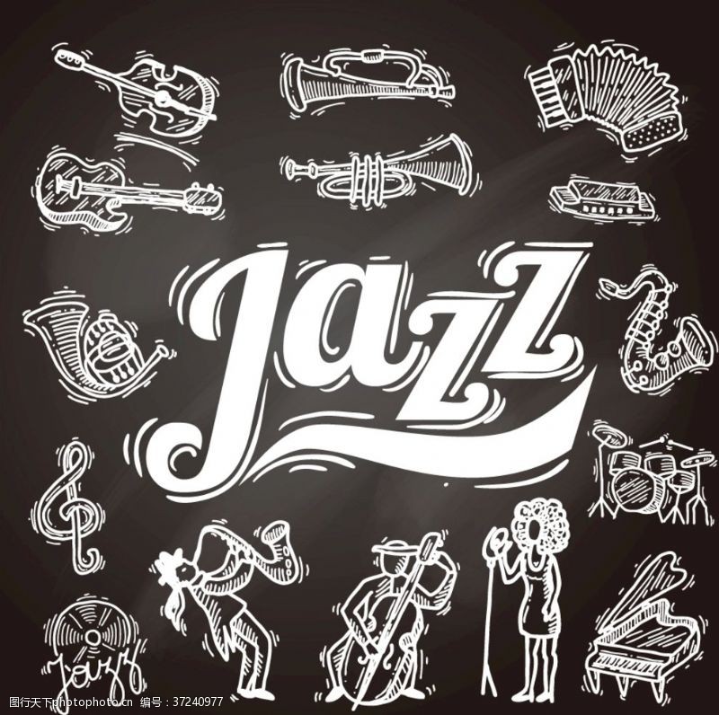 jazz矢量手绘爵士乐文化
