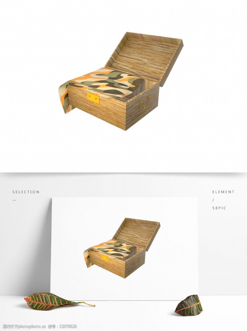 可用C4D渲染高清木头箱子电商装饰元素可商用