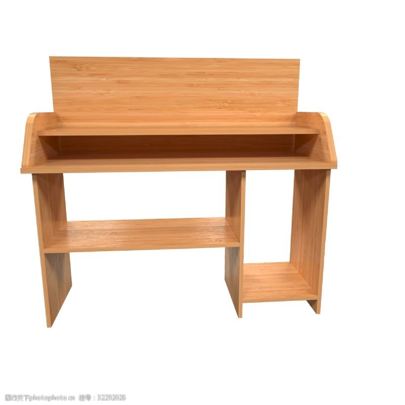 实木电脑桌3D写实木质桌子