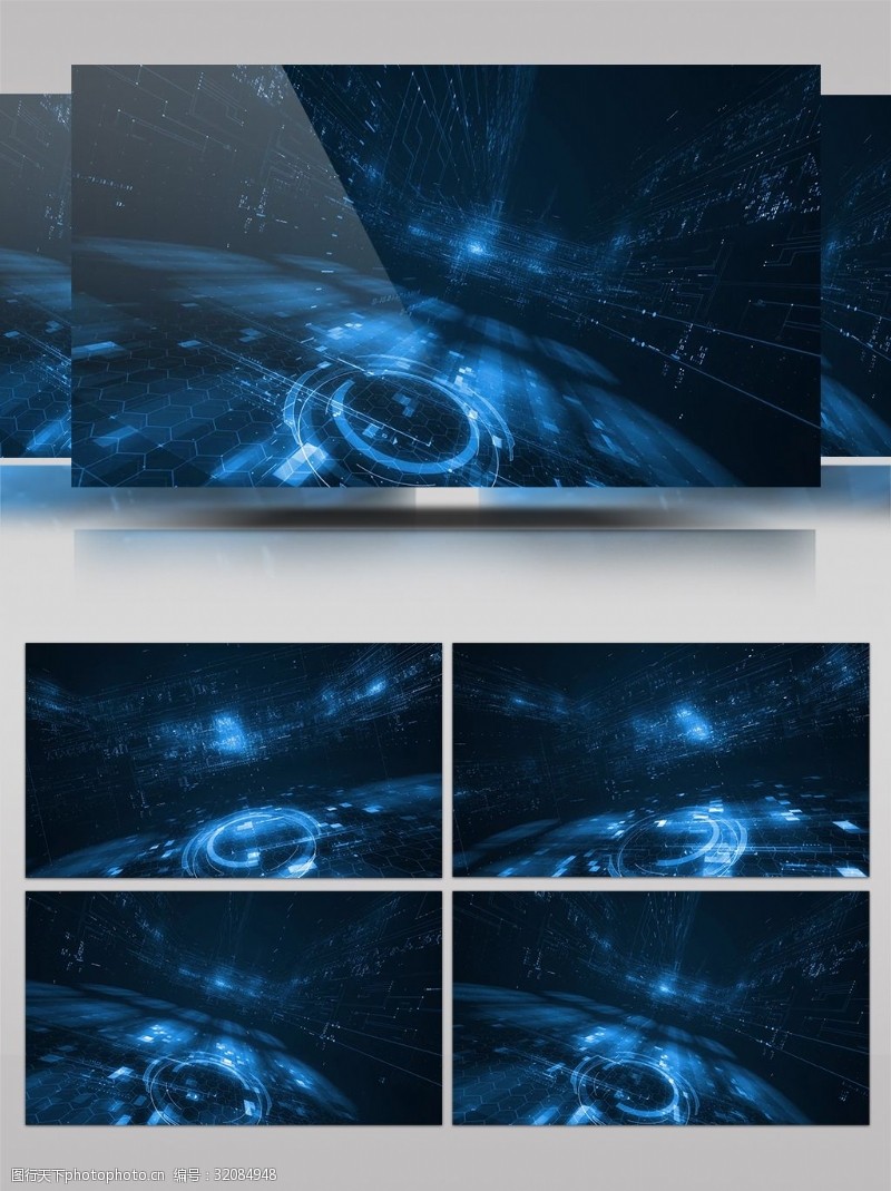 蓝色背景模板蓝色大气科技数据背景AE模板