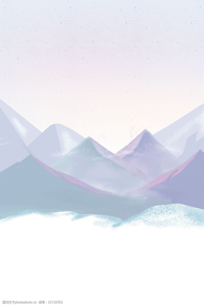冬季里的雪山雪景卡通背景