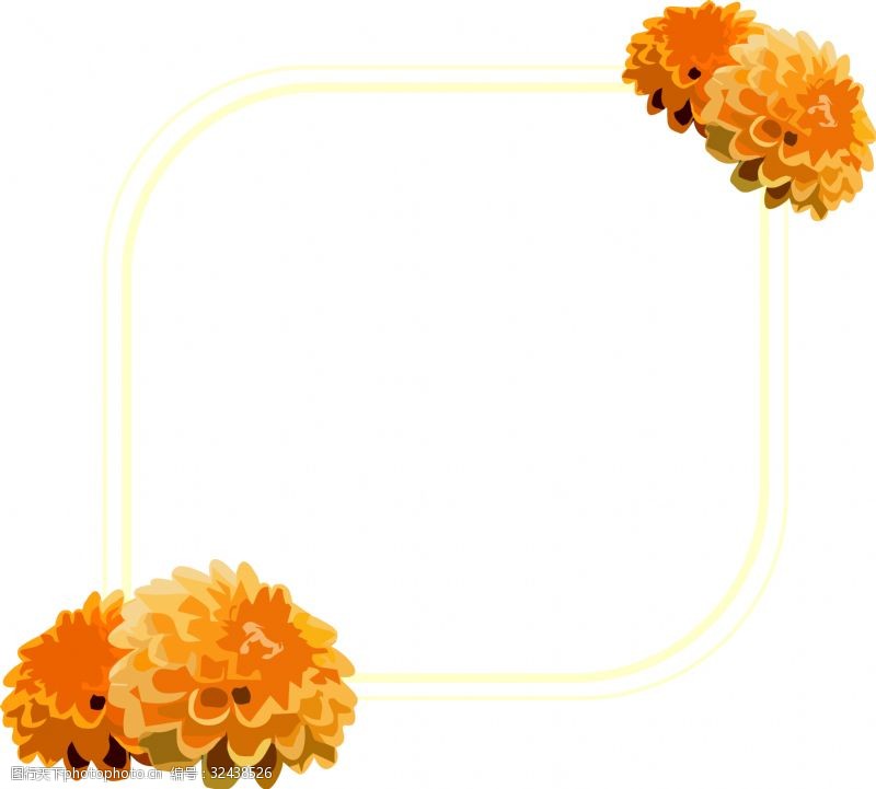 清明节海报不规则黄色花卉海报边框