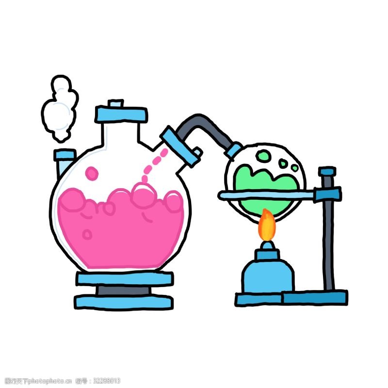 水泡红色化学实验器皿图