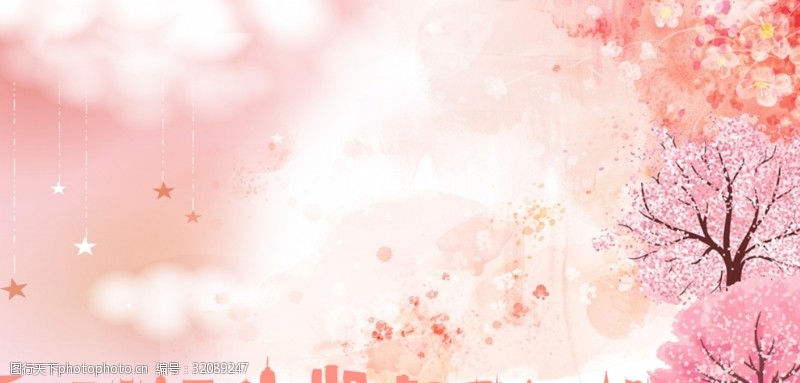 粉色樱花节樱花展板背景