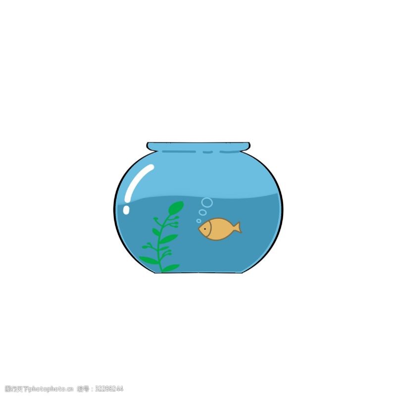 水泡卡通简约蓝色鱼缸