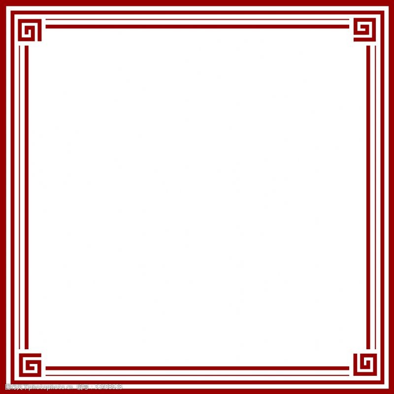 清明节海报红花中国风传统回字纹边框