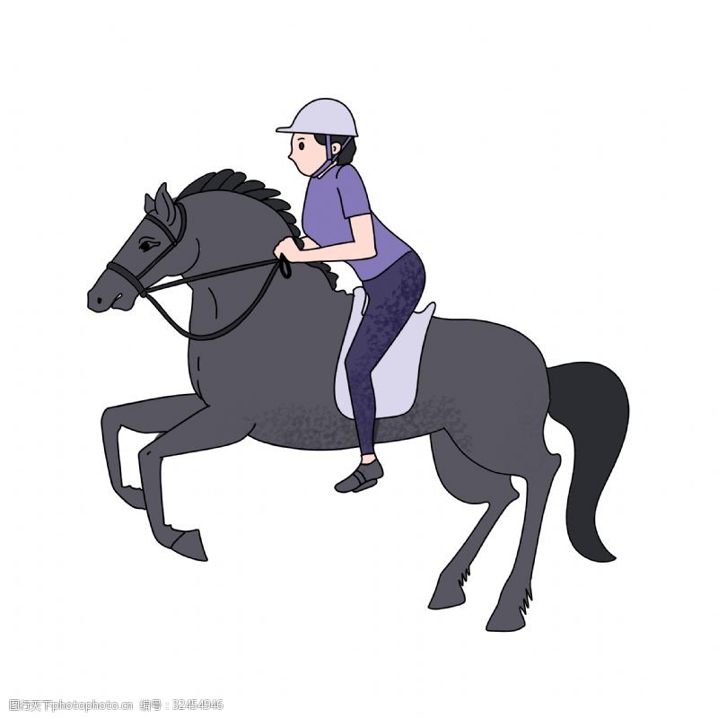 骑马插画简约风格马术运动员插画PNG图片