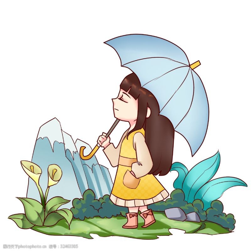 打伞人清明节打伞的小女孩