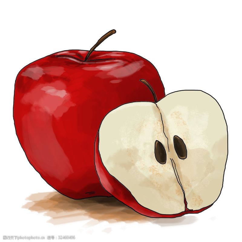 水果之王苹果手绘素材下载插画