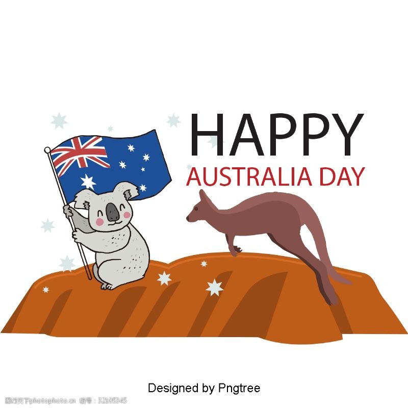 澳大利亚国旗澳大利亚旗帜地图袋鼠考拉爱心爱国字体设计
