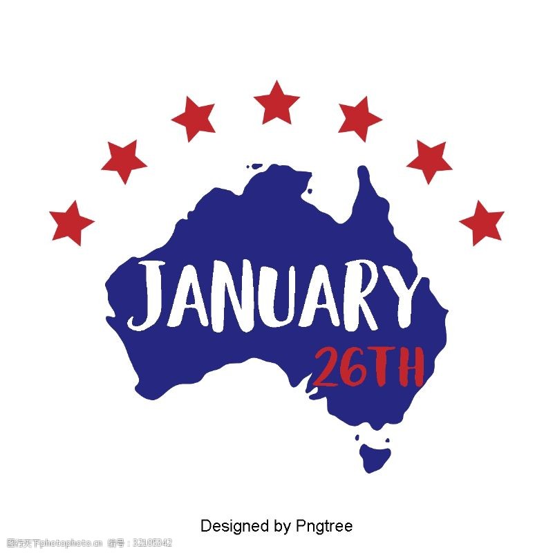 澳大利亚国旗澳大利亚日国旗蓝色红色星星国旗旗帜地图字体设计